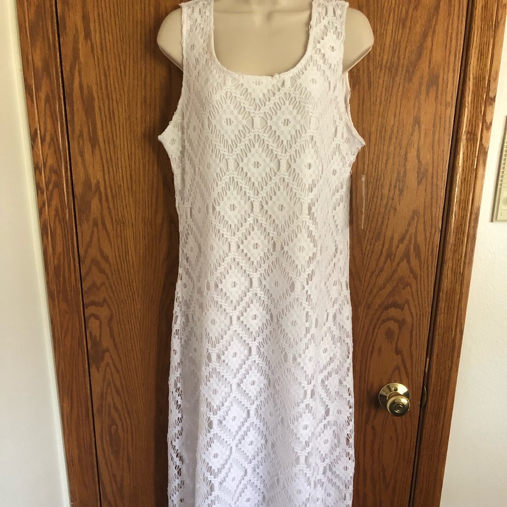 Sharagano Crochet Long Dress Women's Size 14 NWT